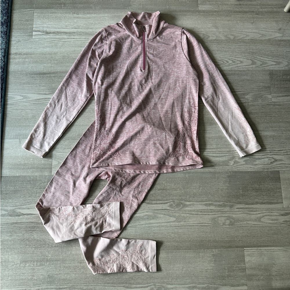 Calia Pink Laser-cut Matching Legging Set